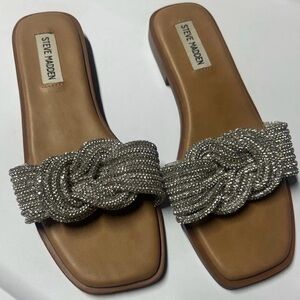 Steve Madden Silver and Tan Women's Sandals